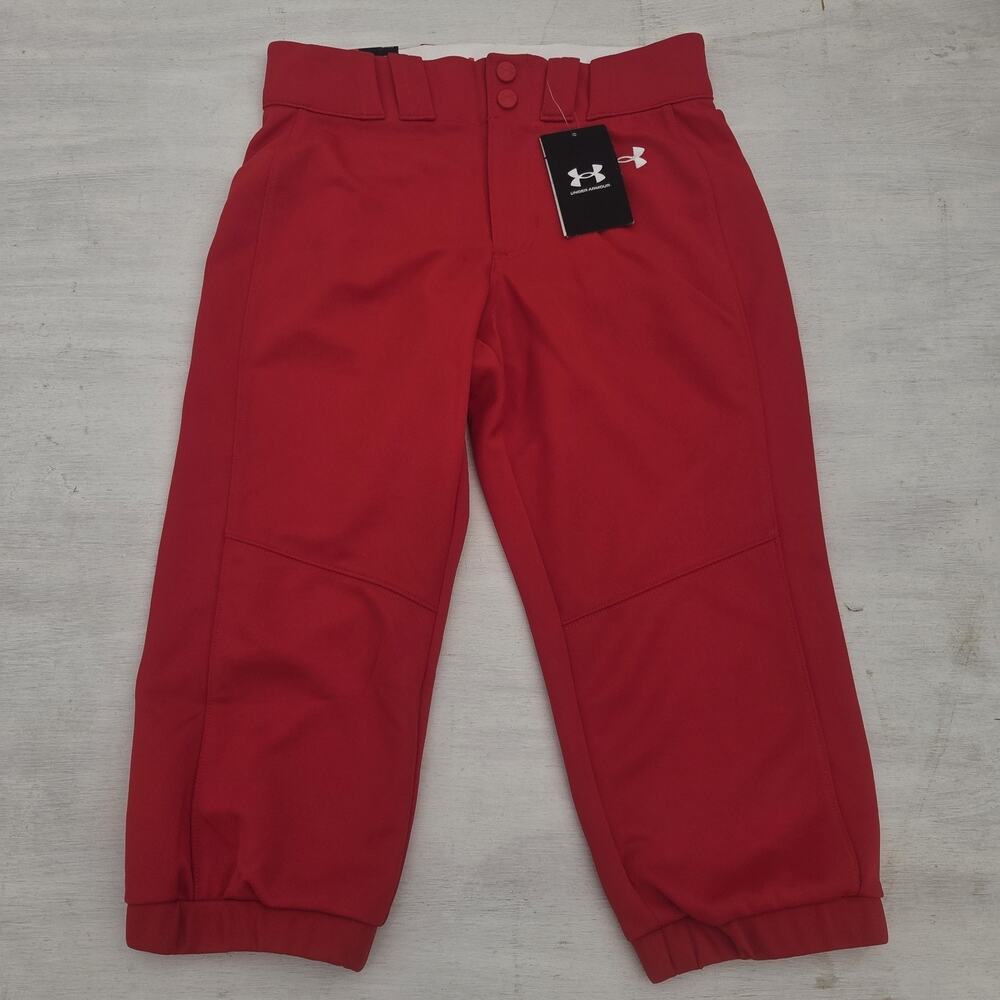 Under Armour Women's UA Utility Softball Pants Loose Fit Cropped 1375665 Red